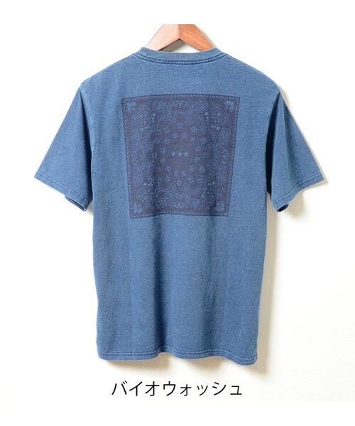 no brand（ノーブランド）の「ペイズリー×バンダナ柄 インディゴ T 