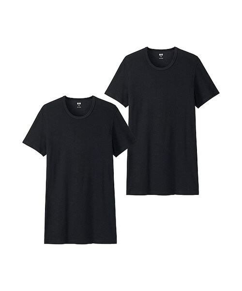 UNIQLO（ユニクロ）の「MEN スーピマコットンフライスクルーネックT（半袖・2枚組）（その他アンダーウェア/インナー・メンズ・GRAY 03/BLACK 09/WHITE 00・XL/L/M/S）」の3枚目の写真
