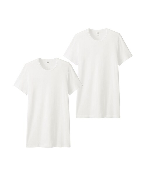 UNIQLO（ユニクロ）の「MEN スーピマコットンフライスクルーネックT（半袖・2枚組）（その他アンダーウェア/インナー・メンズ・GRAY 03/BLACK 09/WHITE 00・XL/L/M/S）」の2枚目の写真