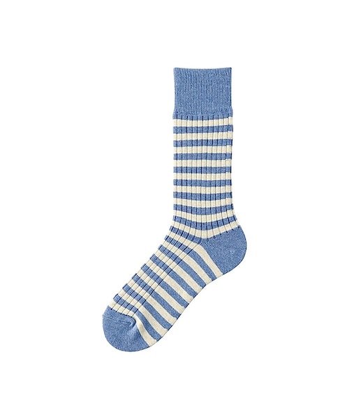 UNIQLO（ユニクロ）の「MEN ボーダーソックス（ソックス/靴下・メンズ・GRAY 03/BLACK 09/BLUE 62・フリー）」の3枚目の写真