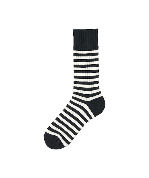 UNIQLO（ユニクロ）の「MEN ボーダーソックス（ソックス/靴下・メンズ・GRAY 03/BLACK 09/BLUE 62・フリー）」の2枚目の写真