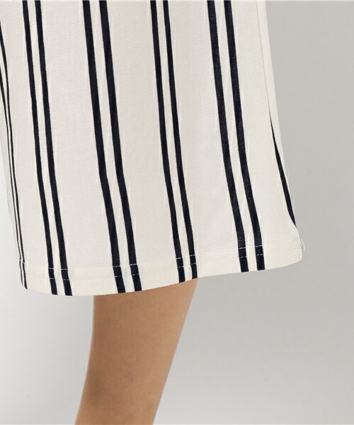 actuel（アクチュエル）の「ストライプジャージ半袖セットアップ（セットアップ・レディース・オフホワイト/キナリ/ネイビー・FREE）」の8枚目の写真