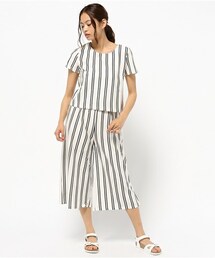 actuel | ストライプジャージ半袖セットアップ(セットアップ)