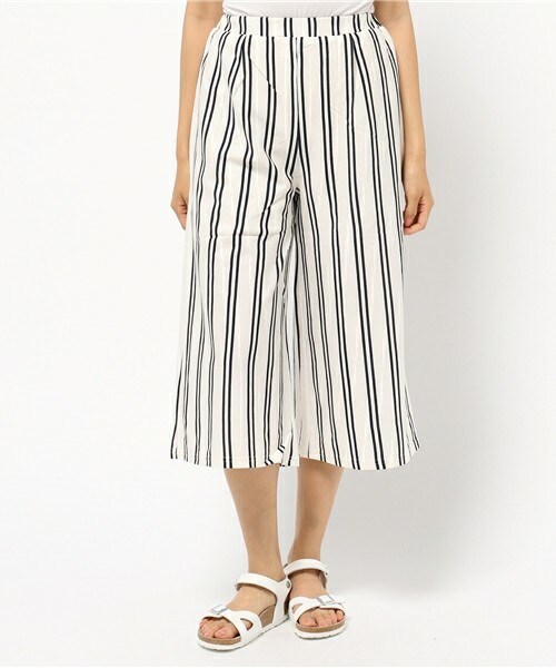 actuel（アクチュエル）の「ストライプジャージ半袖セットアップ（セットアップ・レディース・オフホワイト/キナリ/ネイビー・FREE）」の9枚目の写真