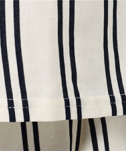 actuel（アクチュエル）の「ストライプジャージ半袖セットアップ（セットアップ・レディース・オフホワイト/キナリ/ネイビー・FREE）」の11枚目の写真
