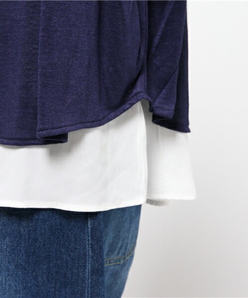 INTERPLANET WINGS（インタープラネットウィング）の「スラブ天竺レイヤードP/O（Tシャツ/カットソー・レディース・グレー/ブルー/ネイビー・FREE）」の9枚目の写真