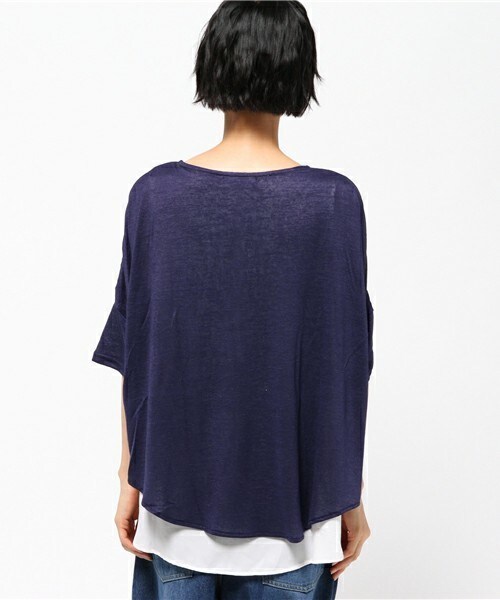 INTERPLANET WINGS（インタープラネットウィング）の「スラブ天竺レイヤードP/O（Tシャツ/カットソー・レディース・グレー/ブルー/ネイビー・FREE）」の6枚目の写真