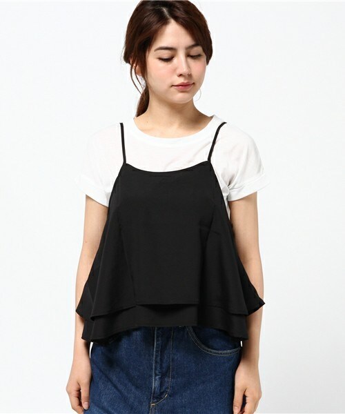 actuel（アクチュエル）の「レイヤードキャミアンサンブル（Tシャツ/カットソー・レディース・ブラック/モカ・FREE）」の3枚目の写真