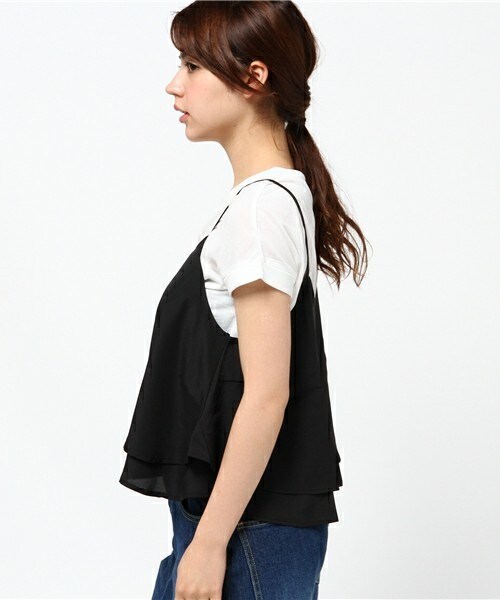 actuel（アクチュエル）の「レイヤードキャミアンサンブル（Tシャツ/カットソー・レディース・ブラック/モカ・FREE）」の4枚目の写真