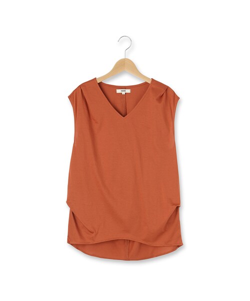 OZOC（オゾック）の「Vネックコットンノースリーブプルオーバー（トップス・レディース・レンガ/ブラック/ダークオリーブ/オフホワイト・その他）」の12枚目の写真