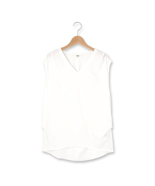 OZOC（オゾック）の「Vネックコットンノースリーブプルオーバー（トップス・レディース・レンガ/ブラック/ダークオリーブ/オフホワイト・その他）」の2枚目の写真