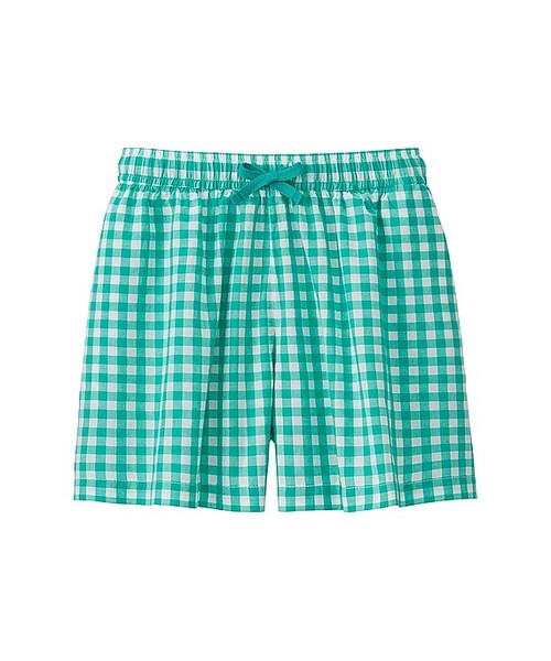 UNIQLO（ユニクロ）の「GIRLS イージーフレアショートパンツ（チェック）（その他パンツ・キッズ・BLUE 68/GREEN 54・XL/M/S）」の2枚目の写真