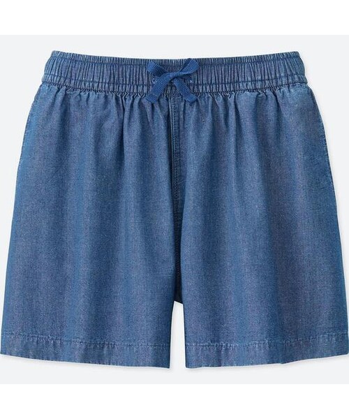 UNIQLO（ユニクロ）の「GIRLS シャンブレーイージーショートパンツ（その他パンツ・キッズ・BLUE 63/BLUE 65・L/XL/M/S）」の2枚目の写真