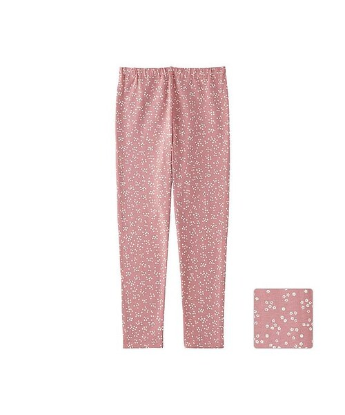UNIQLO（ユニクロ）の「GIRLS レギンス（フラワー・10分丈）（レギンス/スパッツ・キッズ・NAVY 69/PINK 12・S/L/XL/M）」の2枚目の写真