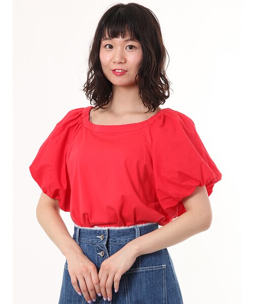 w closet（ダブルクローゼット）の「異素材ボリューム袖プルオーバー（トップス・レディース・オフホワイト/Sグレー/レッド/チャコール・FREE）」の5枚目の写真