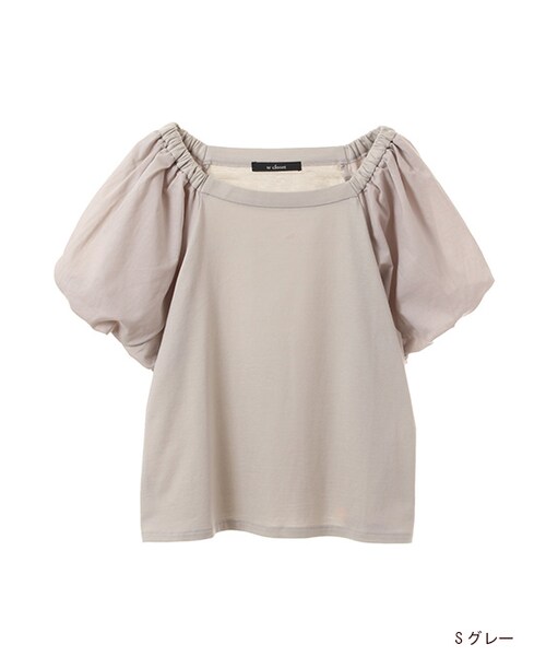 w closet（ダブルクローゼット）の「異素材ボリューム袖プルオーバー（トップス・レディース・オフホワイト/Sグレー/レッド/チャコール・FREE）」の2枚目の写真