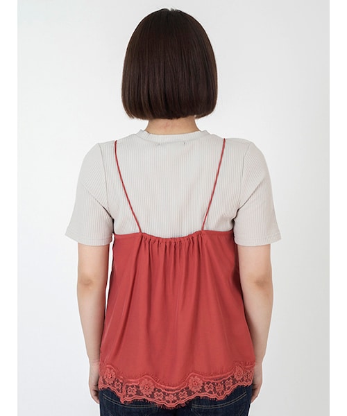 w closet（ダブルクローゼット）の「レース付きキャミ×インナーセット（トップス・レディース・オレンジ×Sグレー/スミクロ×ブラック/ブラック×オフホワイト・FREE）」の6枚目の写真