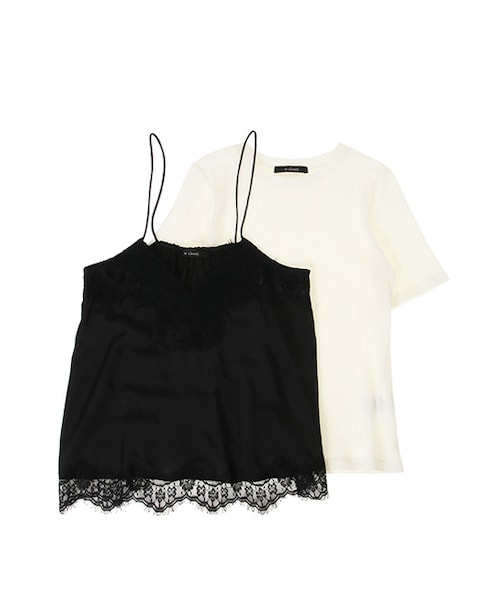 w closet（ダブルクローゼット）の「レース付きキャミ×インナーセット（トップス・レディース・オレンジ×Sグレー/スミクロ×ブラック/ブラック×オフホワイト・FREE）」の11枚目の写真