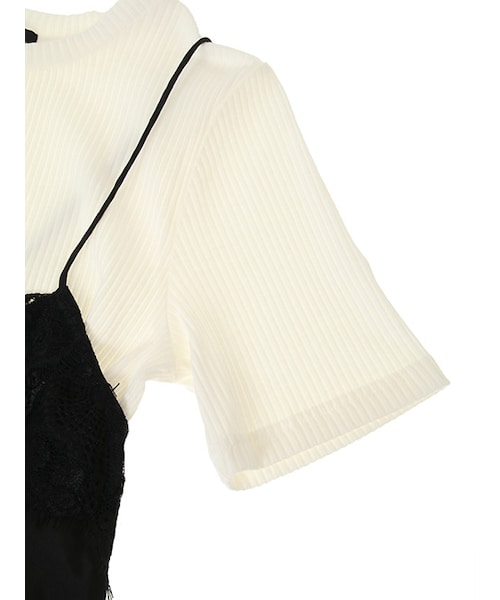 w closet（ダブルクローゼット）の「レース付きキャミ×インナーセット（トップス・レディース・オレンジ×Sグレー/スミクロ×ブラック/ブラック×オフホワイト・FREE）」の8枚目の写真