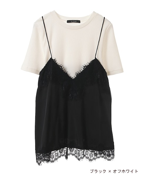 w closet（ダブルクローゼット）の「レース付きキャミ×インナーセット（トップス・レディース・オレンジ×Sグレー/スミクロ×ブラック/ブラック×オフホワイト・FREE）」の4枚目の写真