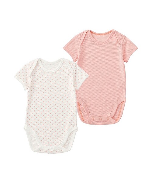 UNIQLO（ユニクロ）の「メッシュインナーボディ（半袖・2枚組）70-90サイズ（その他ベビー用品・キッズ・BLUE 61/LIGHT ORANGE 20・90/80/70）」の2枚目の写真