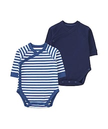 UNIQLO | BABY クルーネックボディ（ボーダー・長袖・2枚組）60サイズ(その他ベビー用品)