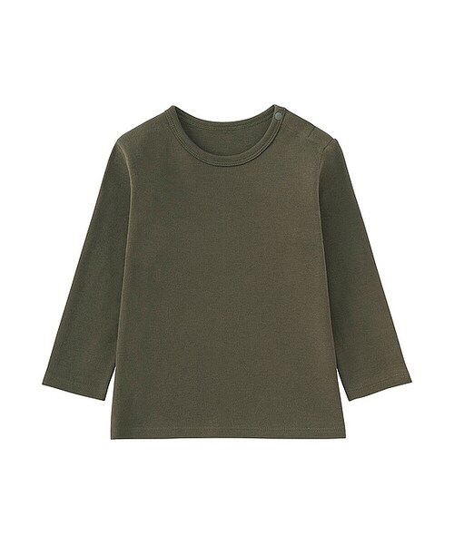 UNIQLO（ユニクロ）の「BABY クルーネックT（無地・長袖）（その他トップス・キッズ・GRAY 03/NAVY 69/BLACK 09/WHITE 00/PINK 12/OLIVE 57・80/90/100）」の4枚目の写真