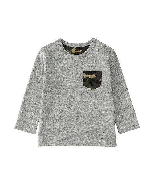 UNIQLO（ユニクロ）の「クルーネックT（ポケツキ・長袖）（その他トップス・キッズ・NAVY 69/GRAY 04・90/80/100）」の2枚目の写真