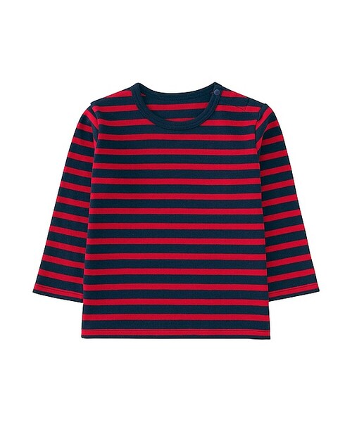 UNIQLO（ユニクロ）の「クルーネックT（ボーダー・長袖）（その他トップス・キッズ・GREEN 55/YELLOW 43/WHITE 00/RED 15・80/100/90）」の4枚目の写真