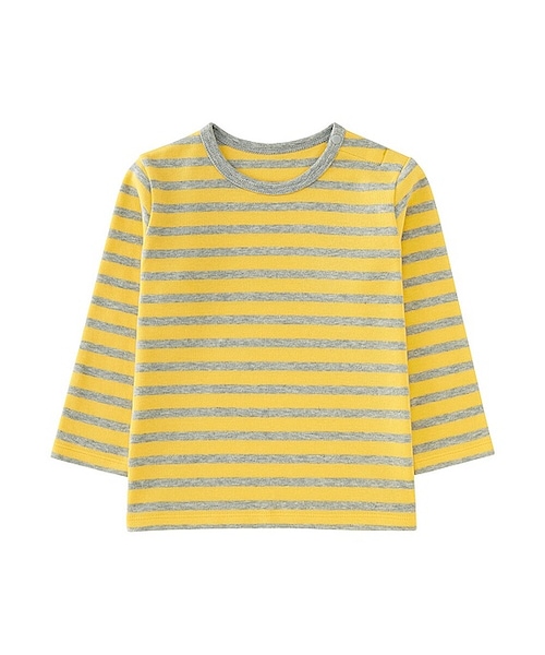 UNIQLO（ユニクロ）の「クルーネックT（ボーダー・長袖）（その他トップス・キッズ・GREEN 55/YELLOW 43/WHITE 00/RED 15・80/100/90）」の3枚目の写真