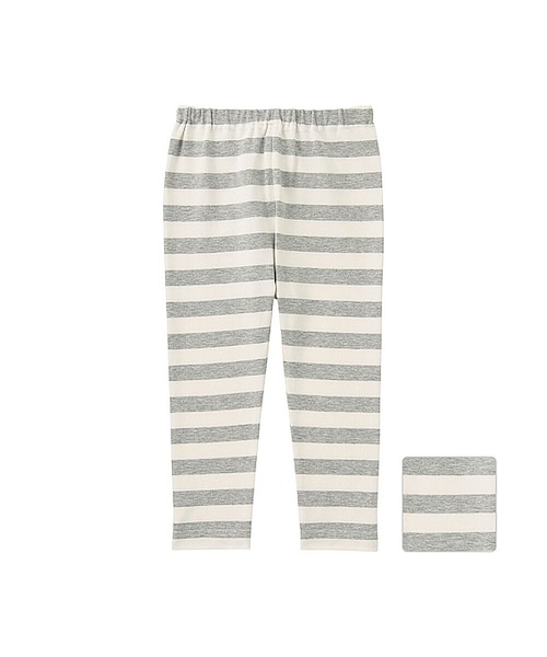 UNIQLO（ユニクロ）の「レギンス（ワイドボーダー・10分丈）（その他ベビー用品・キッズ・RED 16/GRAY 03/BLACK 09・80/100/90）」の2枚目の写真