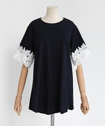 DHOLIC | クロッシェレースラウンドネックTシャツ(Tシャツ/カットソー)