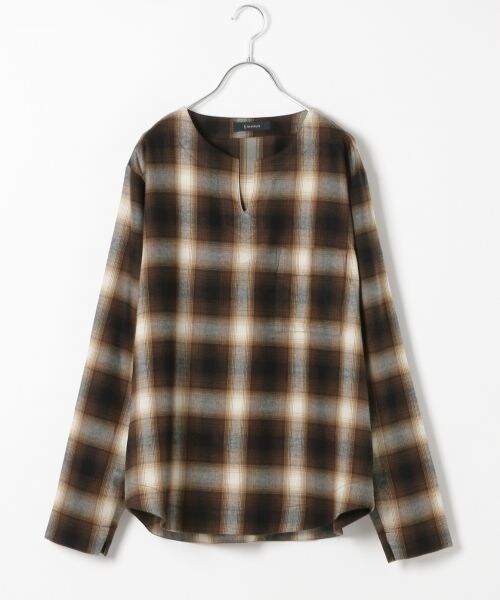 RAGEBLUE（レイジブルー）の「キーネックプルオーバーシャツ（トップス・レッド系/ブラウン系/ネイビー系・M/L）」の2枚目の写真