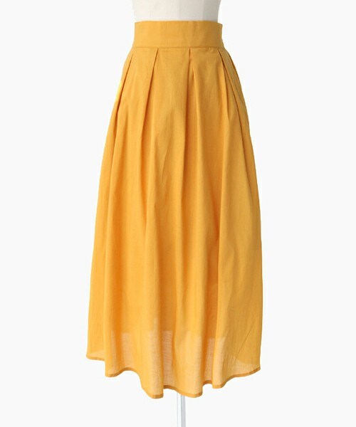 DHOLIC(ディーホリック)の「ディープタックフレアミディスカート(スカート・レディース・マスタード/グリーン/ブラウン/ブラック・FREE)」の1枚目の写真