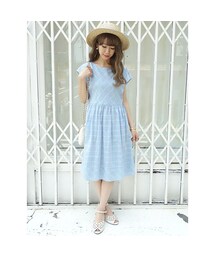 F i.n.t | パステルチェックフレンチスリーブワンピース/F i.n.t(ワンピース)