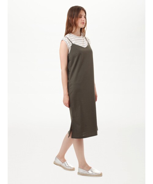 koe（コエ）の「・ボーダータンクトップ&キャミワンピースセット（ワンピース/ドレス・レディース・ブラック/カーキ・S/M/L）」の5枚目の写真