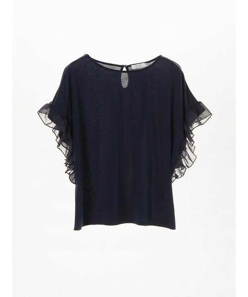 koe（コエ）の「・袖口ギャザーブラウス（トップス・レディース・オフホワイト/杢ライトグレー/ブラック/ネイビー・S/M/L）」の4枚目の写真