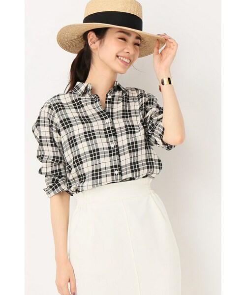 IENA（イエナ）の「フレンチリネンチェック シャツ◇（）」 - WEAR