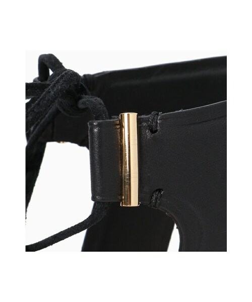 ROSETTA GETTY】 BLACK FLAT レースアップ サンダル
