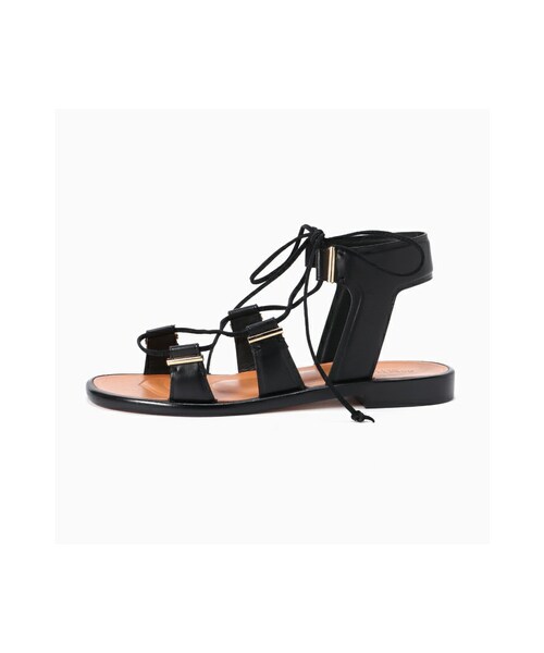 【ROSETTA GETTY】 BLACK FLAT レースアップ サンダル ROSETTA GETTY】 BLACK FLAT レースアップ サンダル