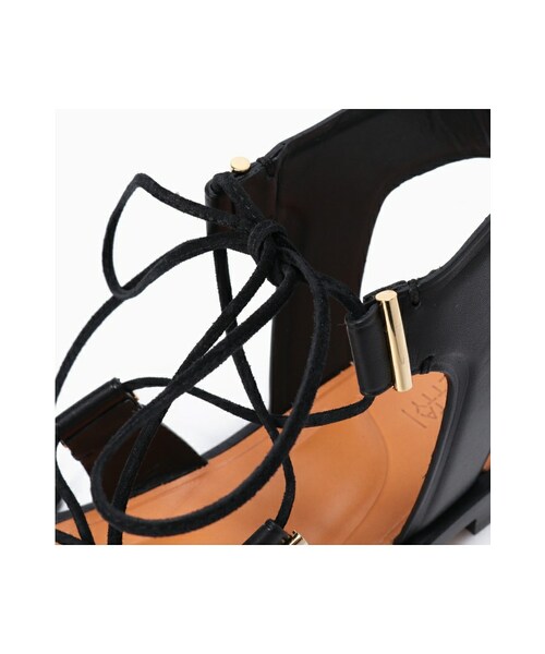 【ROSETTA GETTY】 BLACK FLAT レースアップ サンダル ROSETTA GETTY】 BLACK FLAT レースアップ サンダル