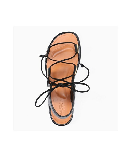 【ROSETTA GETTY】 BLACK FLAT レースアップ サンダル ROSETTA GETTY】 BLACK FLAT レースアップ サンダル