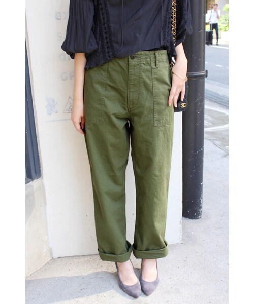 SLOBE IENA（スローブイエナ）の「《予約》ベイカーツイルストレートパンツ◆（パンツ・キャメル/カーキ・36/38/40）」の2枚目の写真