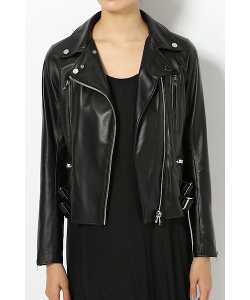 CINOH チノ ダブルライダース レザージャケット 38 黒 秋冬 AP STUDIO（エーピーストゥディオ）の「CINOH レザーライダース