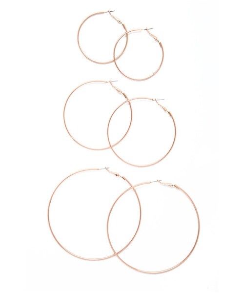 FOREVER 21（フォーエバー トゥエンティーワン）の「FOREVER 21 Hoop Earring Set（イヤリング・レディース・Gold/Beige/Silver・ONE SIZE）」の2枚目の写真