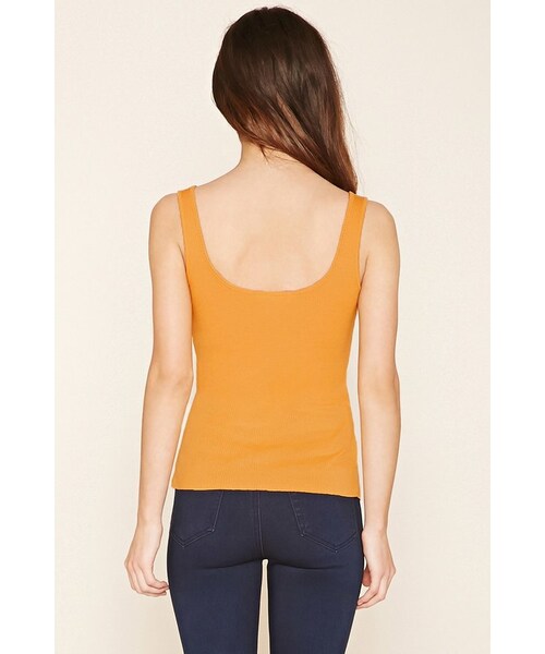 FOREVER 21(フォーエバー トゥエンティーワン)の「FOREVER 21 Ribbed Knit Tank Top(タンクトップ・レディース・Black/Orange/White・S/M/L)」の13枚目の写真
