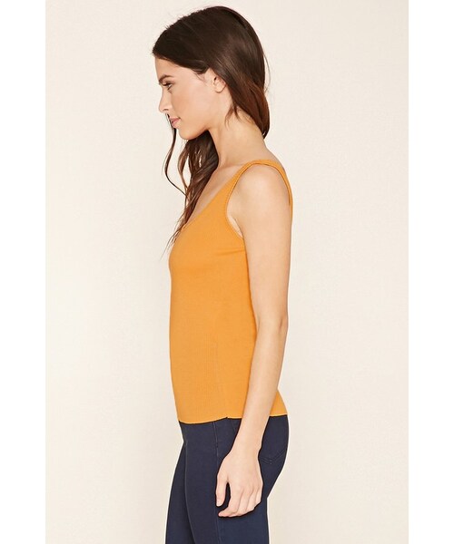 FOREVER 21(フォーエバー トゥエンティーワン)の「FOREVER 21 Ribbed Knit Tank Top(タンクトップ・レディース・Black/Orange/White・S/M/L)」の4枚目の写真