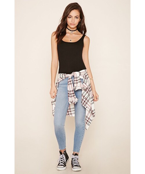 FOREVER 21(フォーエバー トゥエンティーワン)の「FOREVER 21 Ribbed Knit Tank Top(タンクトップ・レディース・Black/Orange/White・S/M/L)」の14枚目の写真
