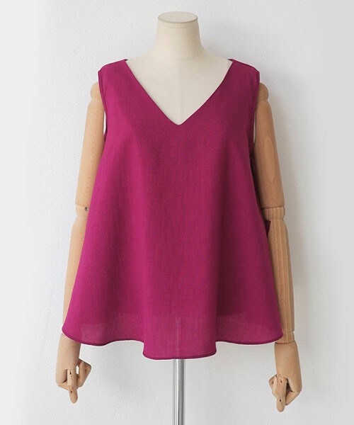 DHOLIC(ディーホリック)の「Vネッククロップドフレアブラウス(シャツ/ブラウス・レディース・ホワイト/ブラック/ベージュ/レッドパープル/ディープピンク/グリーン・FREE)」の6枚目の写真