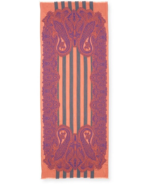 エトロ　バンダナ　スカーフ ETRO（エトロ）の「Etro Stripe & Paisley Wool-Blend Scarf